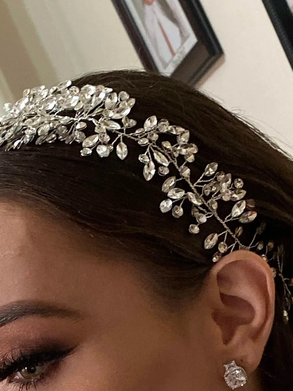 Rhinestone Silver Leaf Bridal Hair Vine